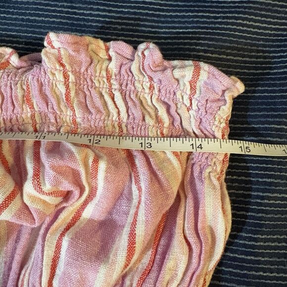 Universal Thread Dress Womens L Petal Pink Striped Smocked Linen Blend Sundress - Picture 10 of 12